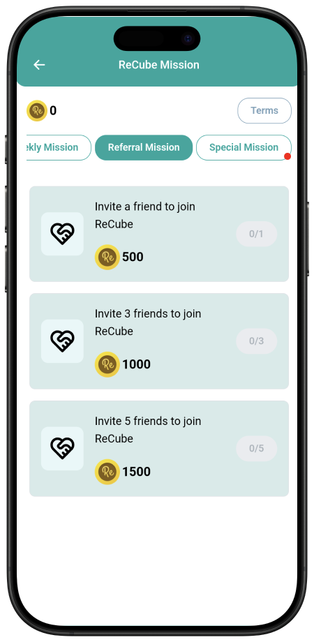 invite friends and earn upto 3000 ReCoins